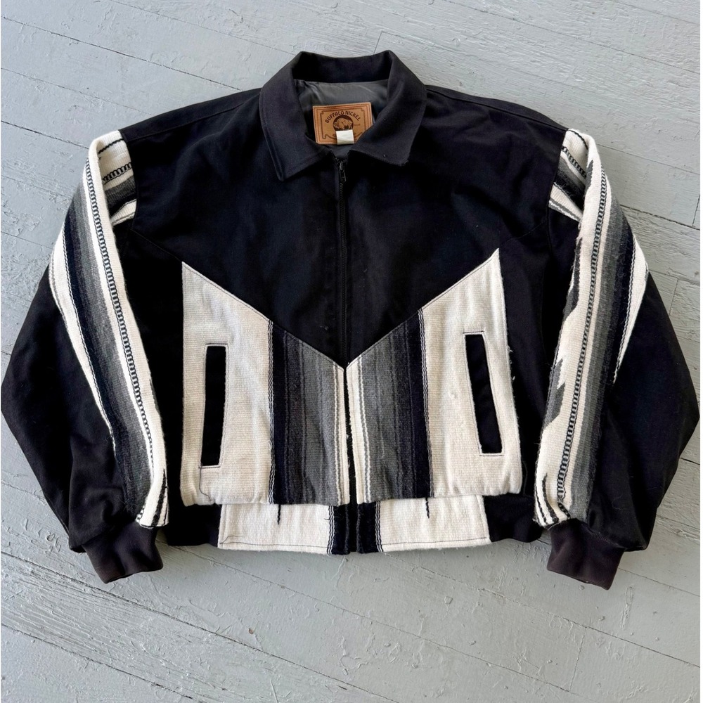 Vintage Buffalo Nickel Western Aztec Southwestern Bomber Jacket XXL